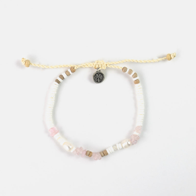 "Love is Here" Natural Stone, Pearl & Shell Anklet - Pineapple Island