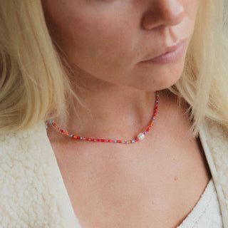 Senja Pink Beaded Pearl Necklace