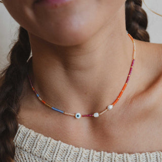 Matahari Evil Eye Beaded Necklace