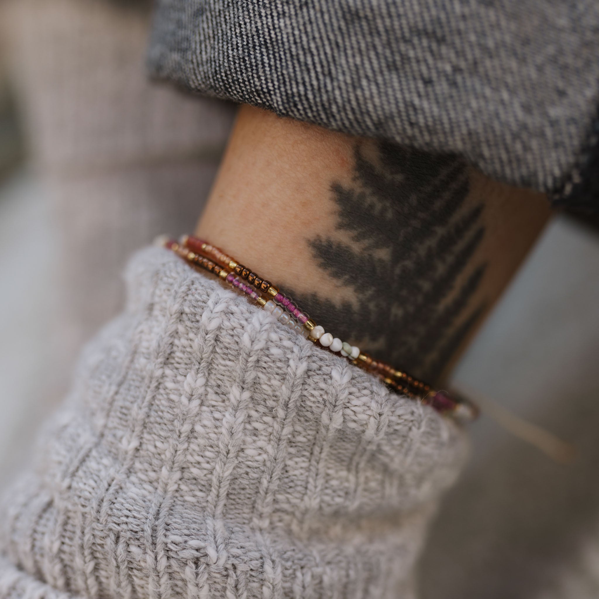 Berkilau Warm Tone Beaded Anklet