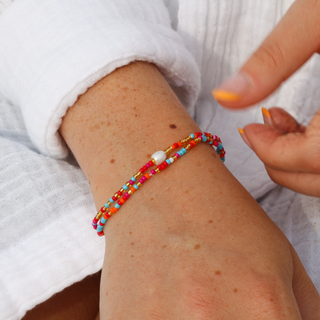 Senja Pink Beaded Pearl Bracelet