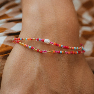 Senja Pink Beaded Pearl Bracelet