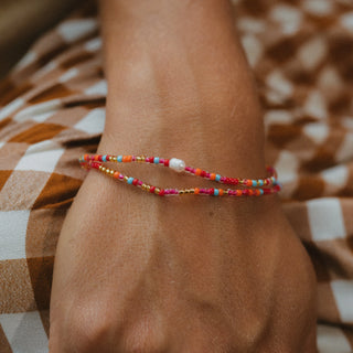Senja Pink Beaded Pearl Bracelet