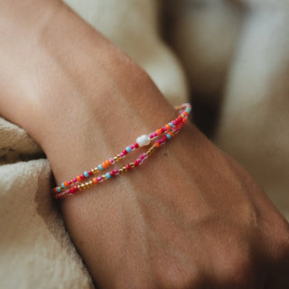 Senja Pink Beaded Pearl Bracelet