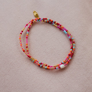 Senja Pink Beaded Pearl Bracelet