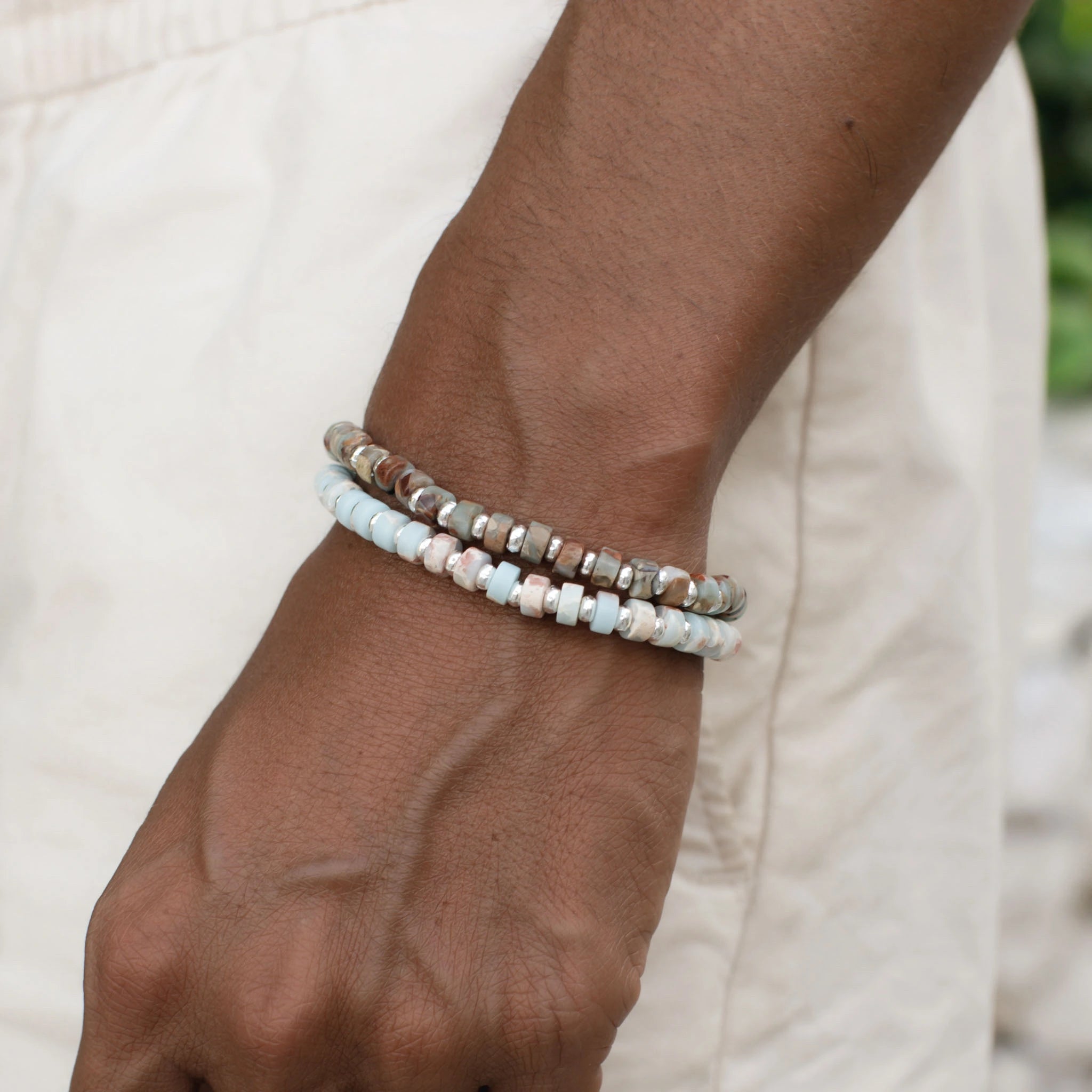 Ubud Stone Bead Bracelet Aqua - Pineapple Island