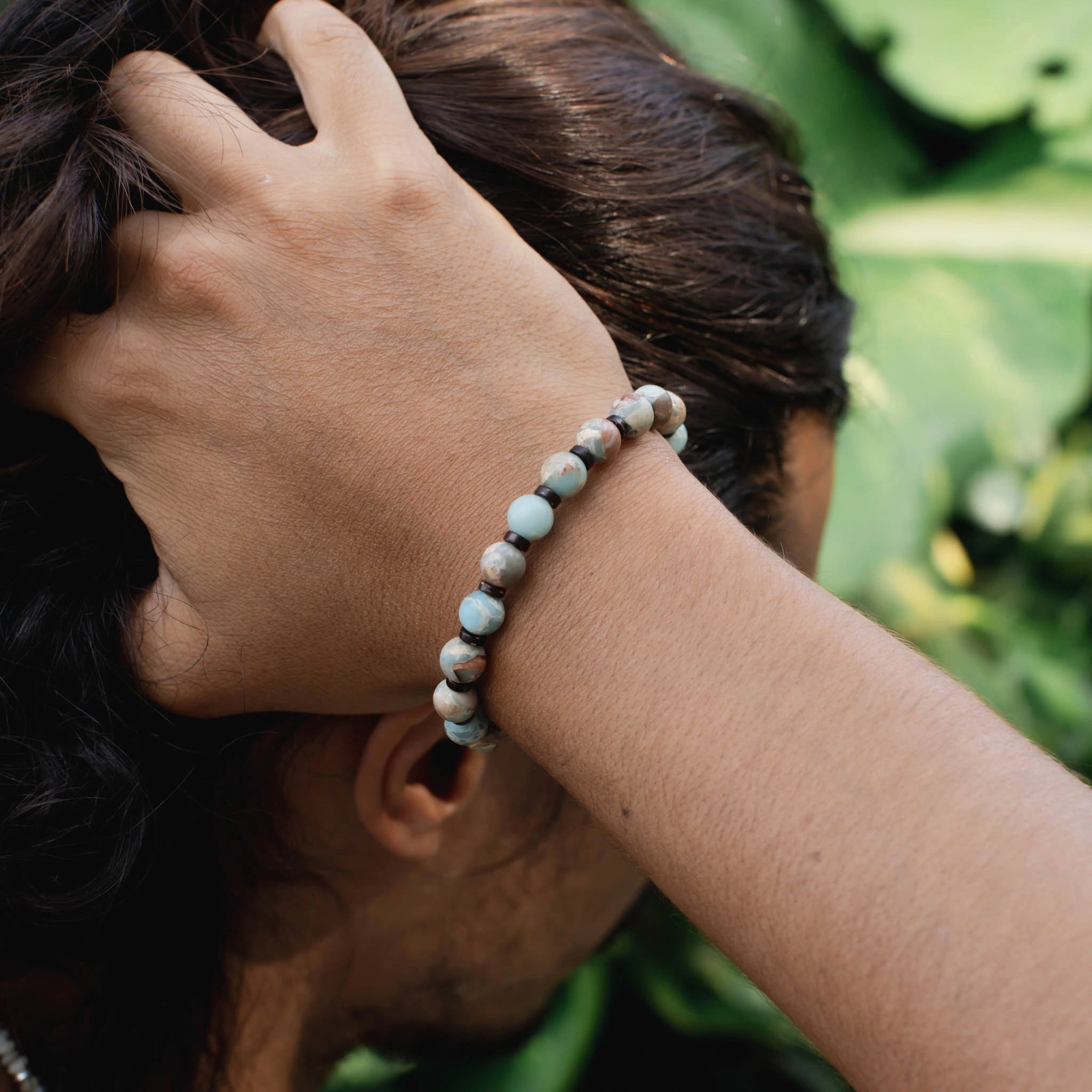 Agalmatolite Stone Bead Bracelet - Pineapple Island