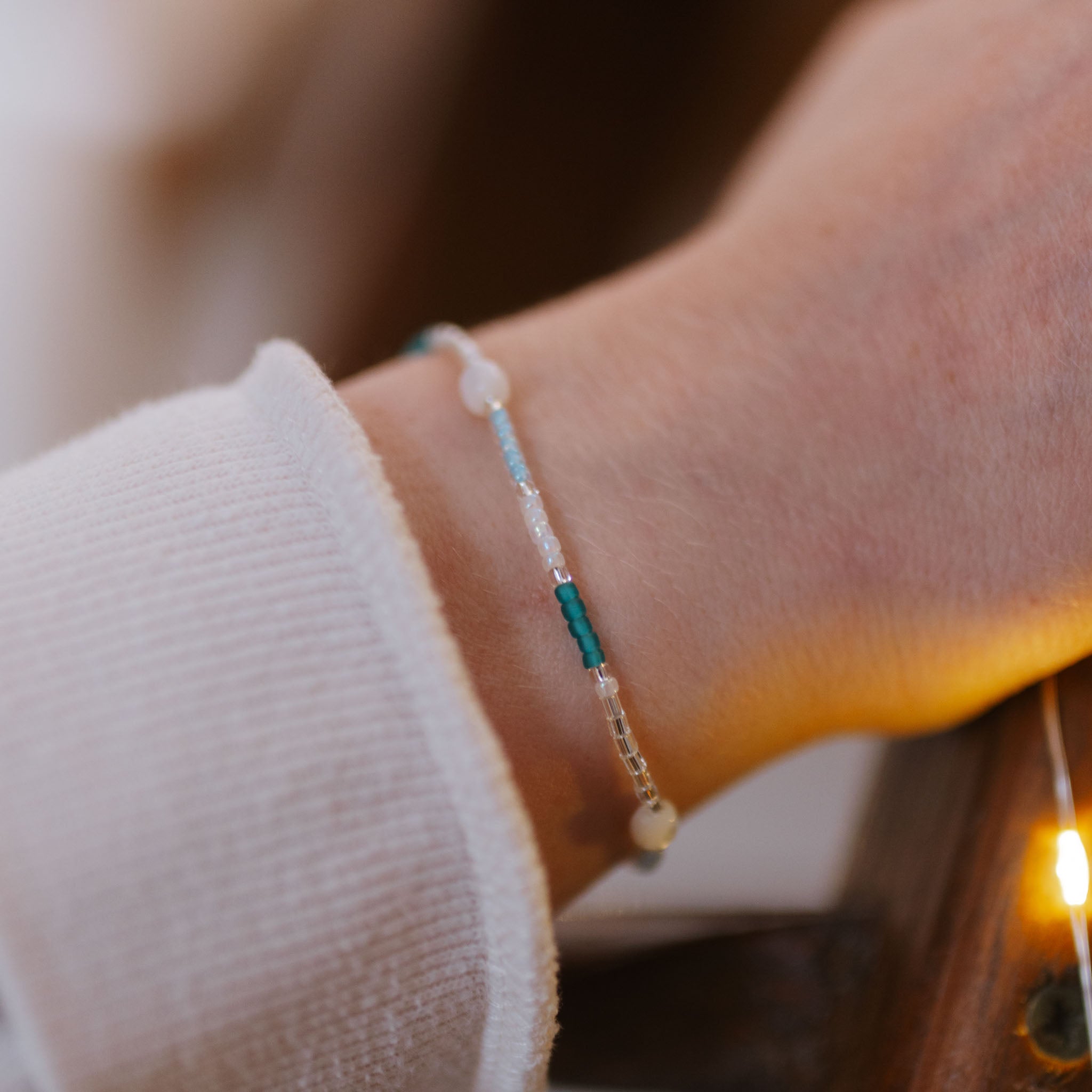 Blizzard Silver Beaded Bracelet
