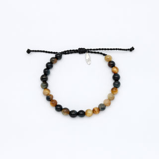Beaded gemstone bracelet on a white background