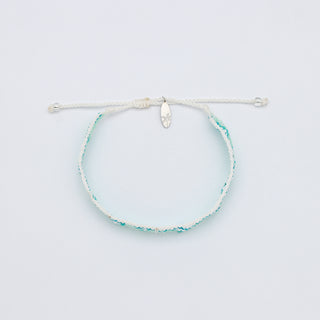Side profile of beaded bracelet design to show the width on a white background