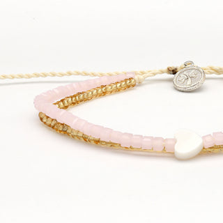 Pink Valentines Heart Duo Strand Adjustable Bracelet
