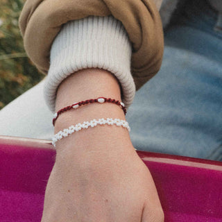 Meadowsweet White & Maroon Bracelet Duo Set