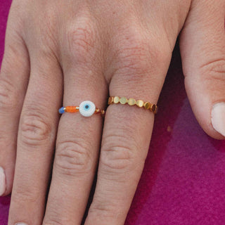 Golden Evil Eye Ring Stack