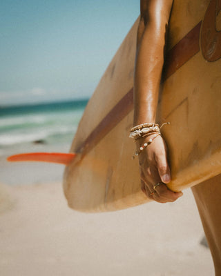 Sun Rays Mixed Bead & Shell Bracelet Set - Pineapple Island