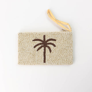 Large Palm Tree Beaded Pouch