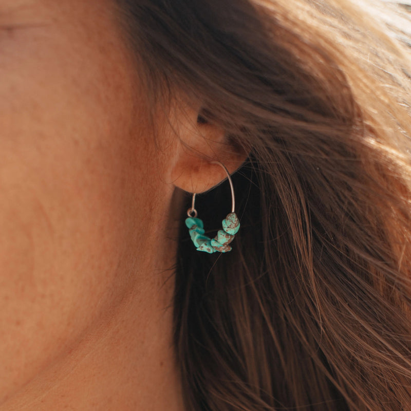 Samudra Turquoise Howlite Stone Hoop Earrings - Pineapple Island