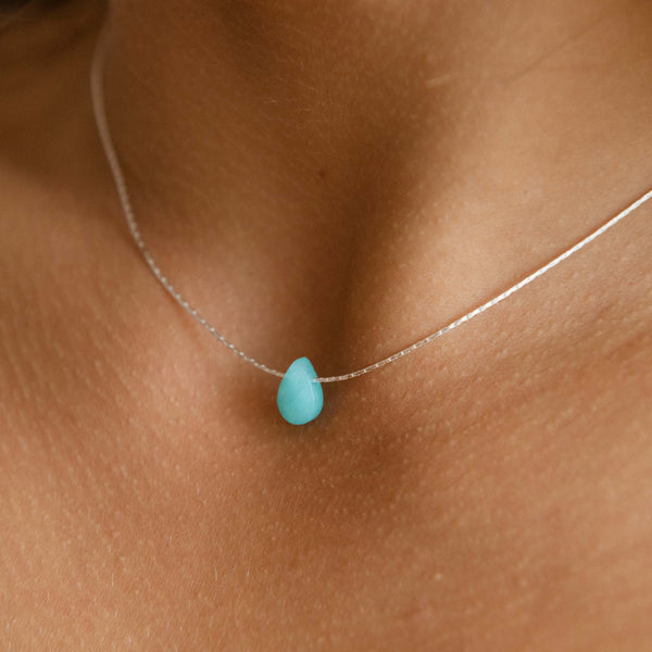 Samudra Aquamarine Teardrop Stone Necklace