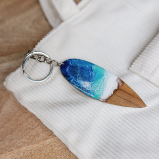 Blue Resin Surfboard Keyring - Pineapple Island