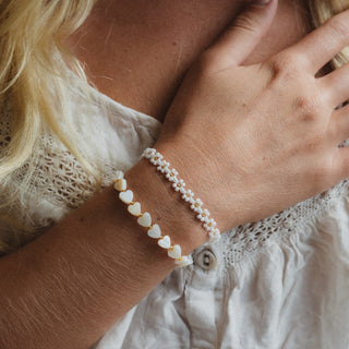 Holkham Beach Heart & Daisy Bracelet Duo Stack