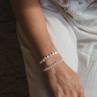 Holkham Beach Heart & Daisy Bracelet Duo Stack