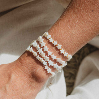 Surgawi Mother of Pearl Beaded Elastic Star Bracelet - Pineapple Island