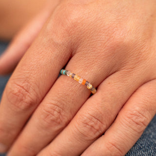 Alila Colourful Beaded Stretchy Ring - Pineapple Island