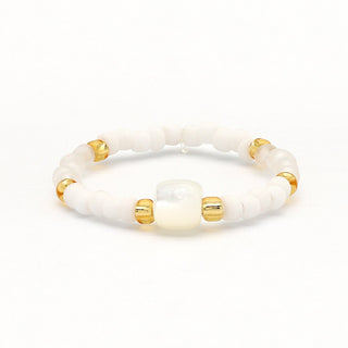 Pasir White Mother of Pearl Stretch Ring - Pineapple Island