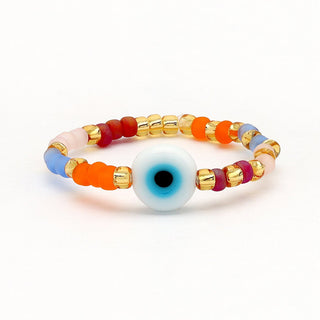 Matahari Evil Eye Beaded Stretchy Ring - Pineapple Island