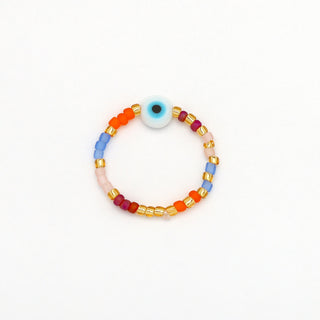 Matahari Evil Eye Beaded Stretchy Ring - Pineapple Island