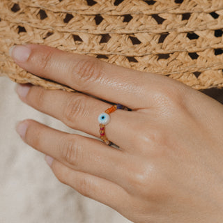 Matahari Evil Eye Beaded Stretchy Ring - Pineapple Island