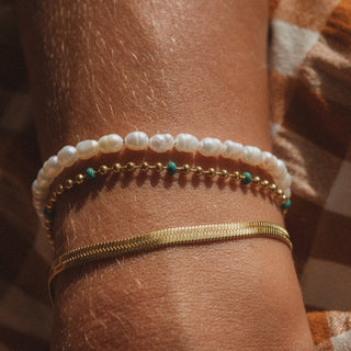 Sun Dancer Gold & Pearl Bracelet Trio Stack