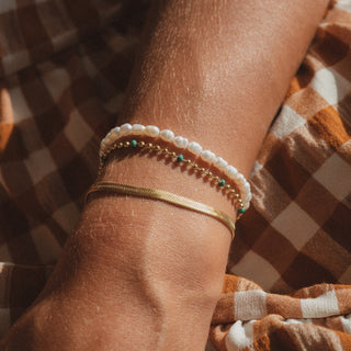Sun Dancer Gold & Pearl Bracelet Trio Stack