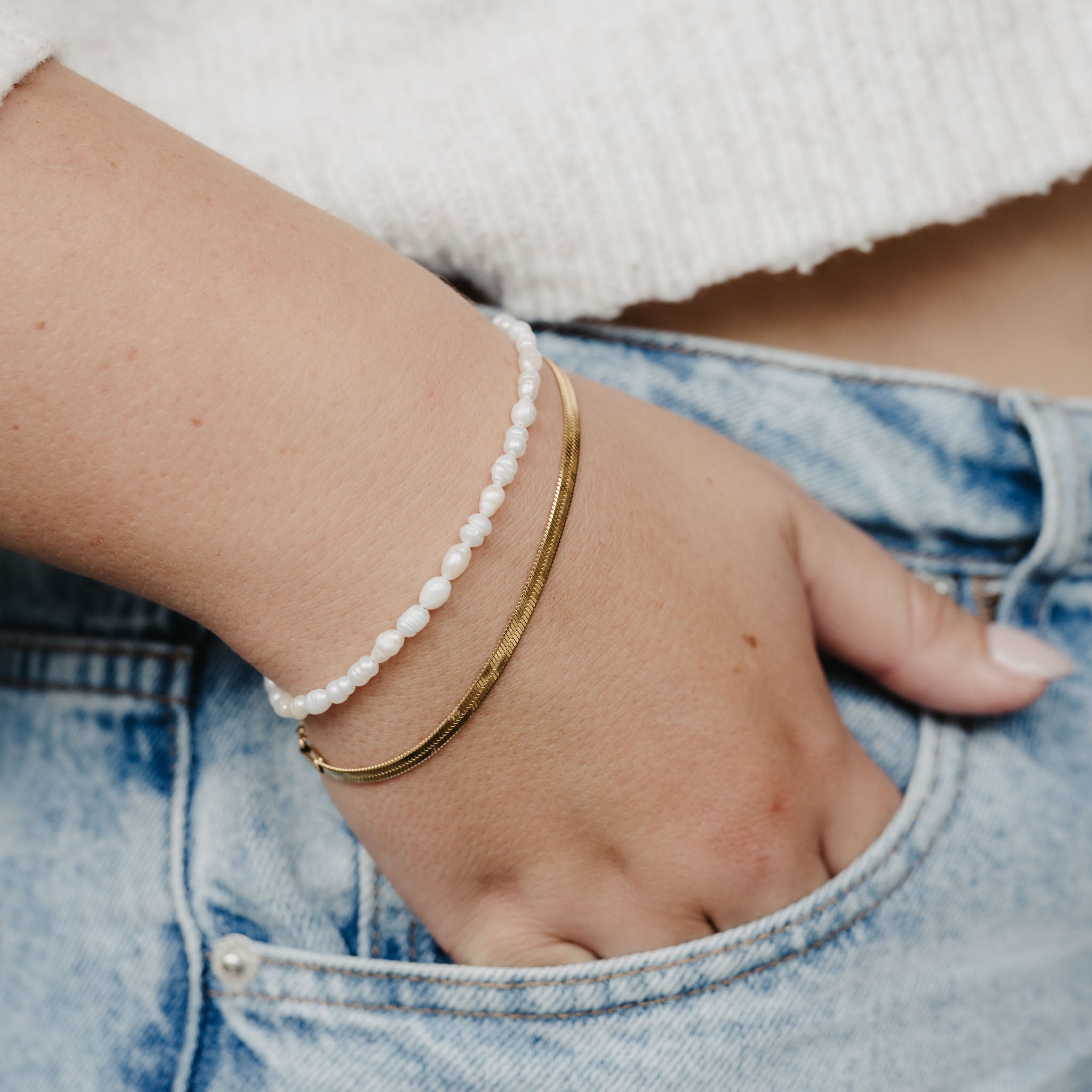 Pearl and Gold Bracelet Stack