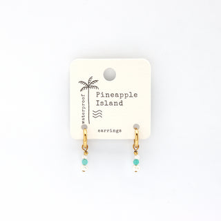 Freshwater Pearl & Blue Gemstone Huggie Hoops - Pineapple Island