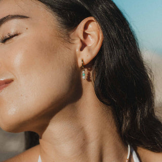 Freshwater Pearl & Blue Gemstone Huggie Hoops - Pineapple Island