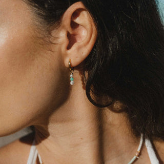 Freshwater Pearl & Blue Gemstone Huggie Hoops - Pineapple Island