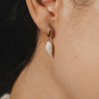 Nusa Dainty Shell Huggie Hoop Earrings - Pineapple Island