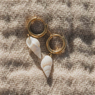Nusa Dainty Shell Huggie Hoop Earrings - Pineapple Island