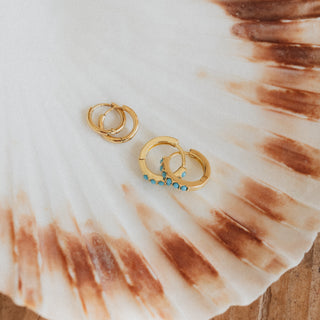 Shell Bay Golden & Turquoise Earring Set