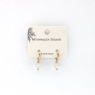 Aloha Mother of Pearl Heart Charm Earrings - Pineapple Island