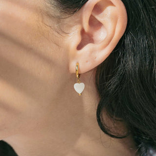 Aloha Mother of Pearl Heart Charm Earrings - Pineapple Island