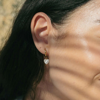 Aloha Mother of Pearl Heart Charm Earrings - Pineapple Island