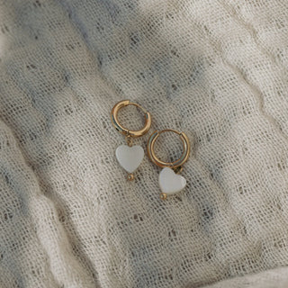 Aloha Mother of Pearl Heart Charm Earrings - Pineapple Island
