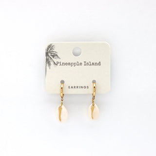Cowrie Shell Huggie Hoop Earrings - Pineapple Island