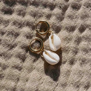 Cowrie Shell Huggie Hoop Earrings - Pineapple Island