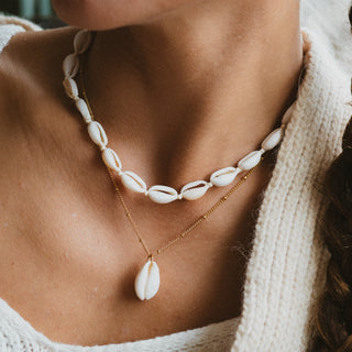 Marisol Golden Cowrie Shell Necklace Stack