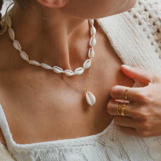 Marisol Golden Cowrie Shell Necklace Stack