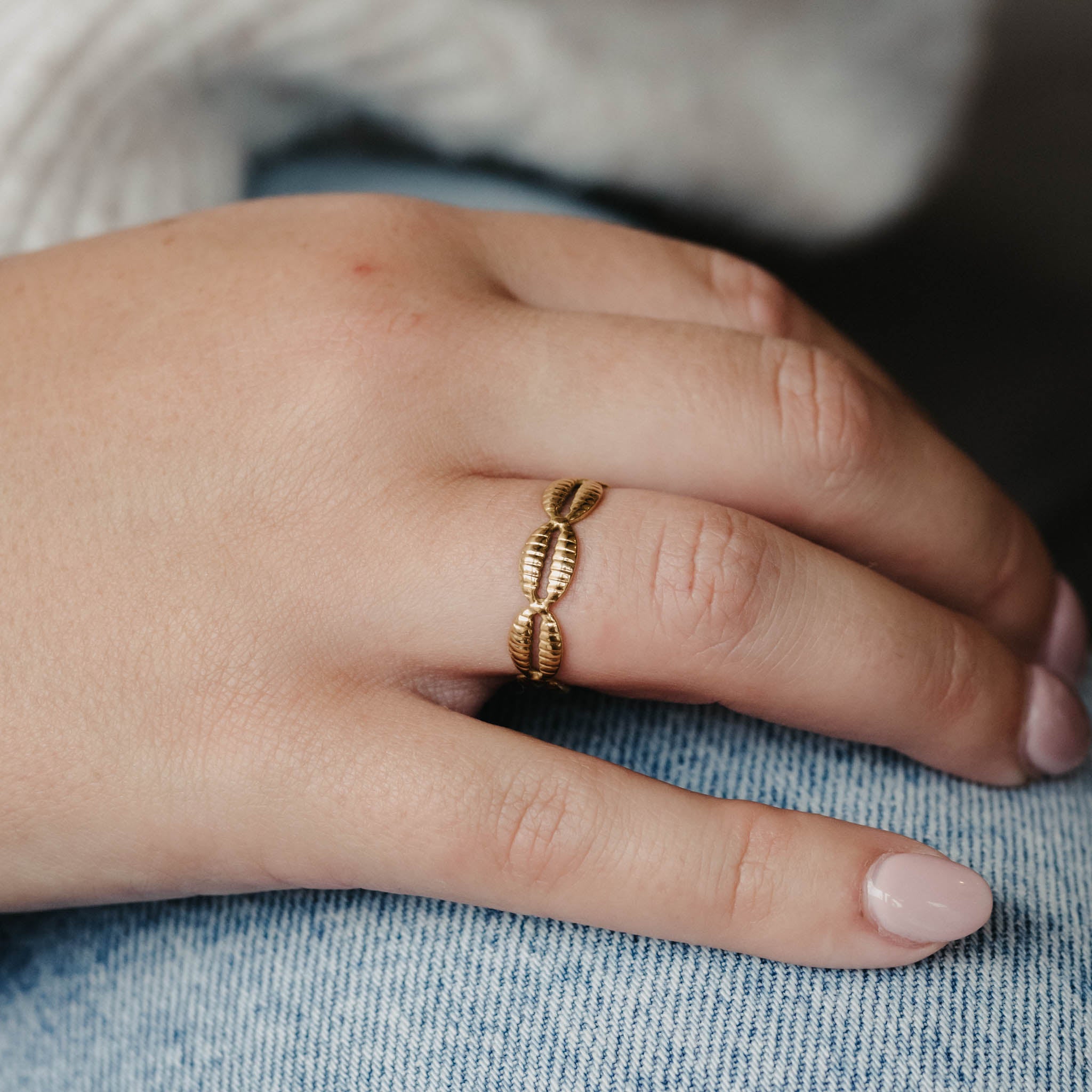 Cowrie Shell Ring in Gold