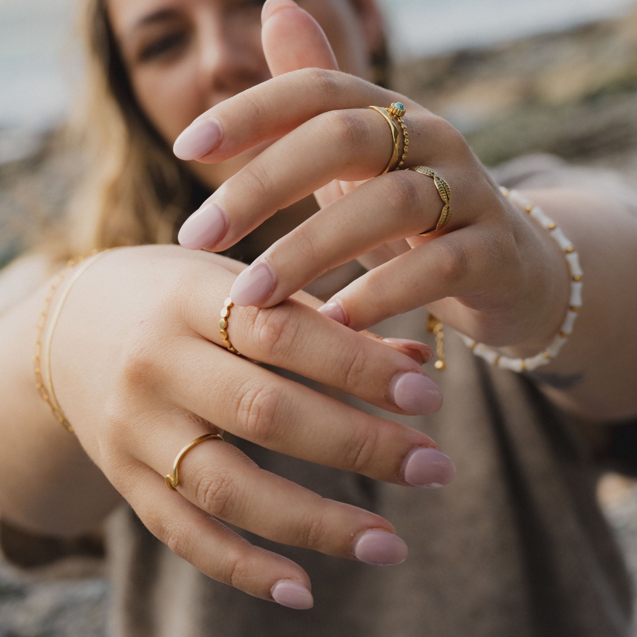 Cowrie Shell Ring in Gold