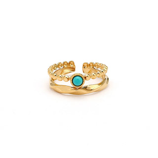 Turquoise Stone Double Ring - Pineapple Island